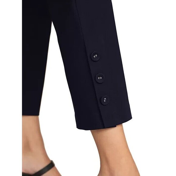 Trina Turk Ore Cropped Boot Pants  Size 2  Navy Mid-Rise Kick Flare Leg - Picture 16 of 16